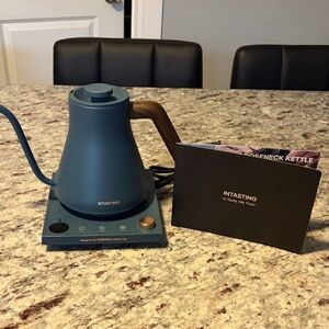 Intasting Blue Electric Kettle with Wood Handle